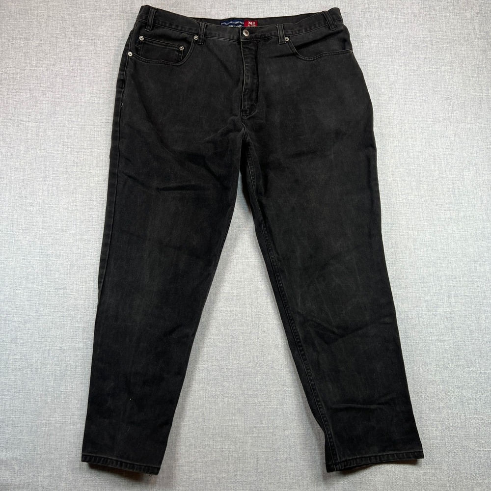 Vintage Y2K Bugle Boy 740 Gold Crest Men 40x28 Relaxed Fit Black Jeans Retro Dad